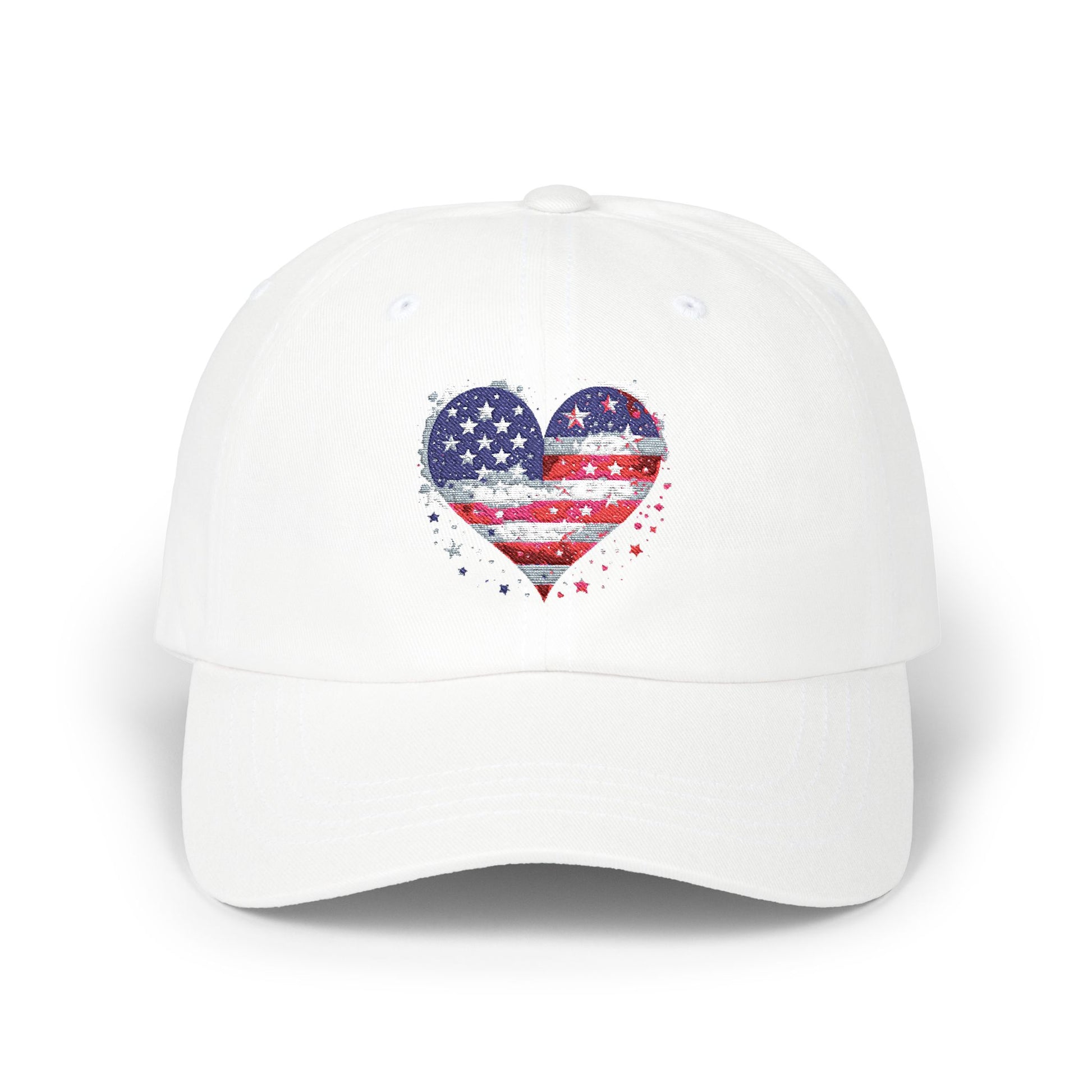 Patriotic Cap with Heart Design, Independence Day, BBQs, Casual Wear, Hat for mom, Red-white-and blue heart cap