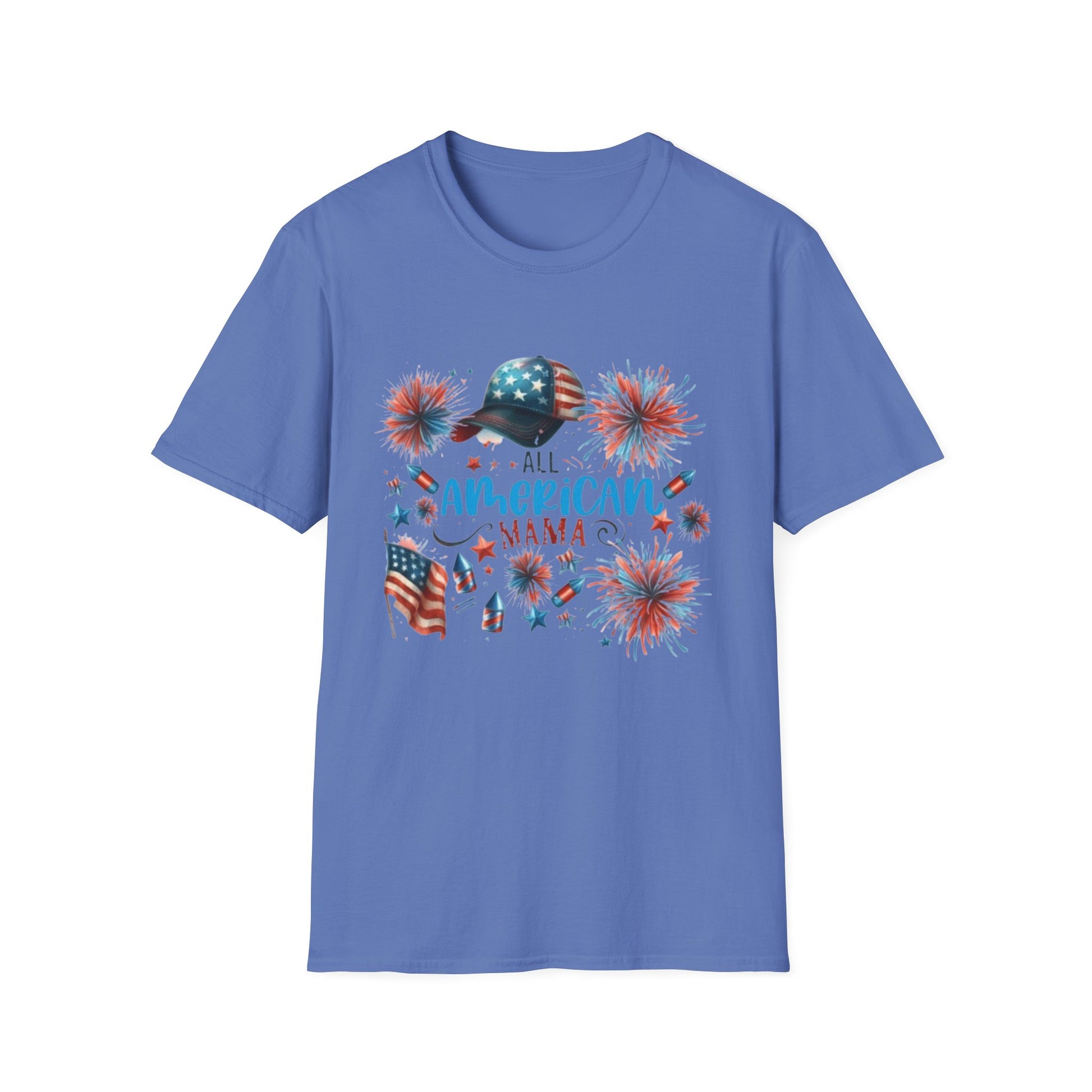 Patriotic T-Shirt for All American Mamas - Ideal for July 4th Celebrations, Family Gatherings, Summer Outings, and Gifts