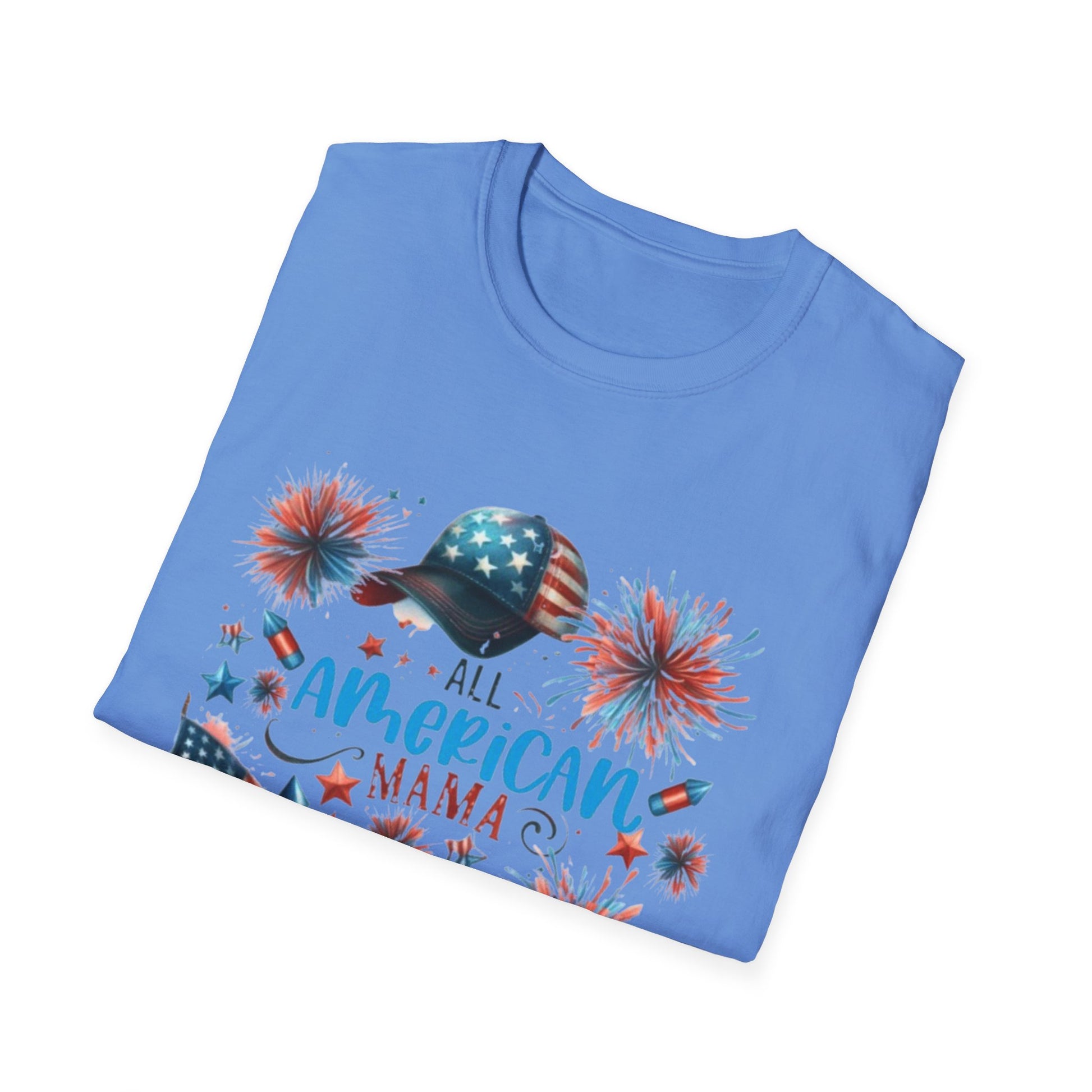 Patriotic T-Shirt for All American Mamas - Ideal for July 4th Celebrations, Family Gatherings, Summer Outings, and Gifts