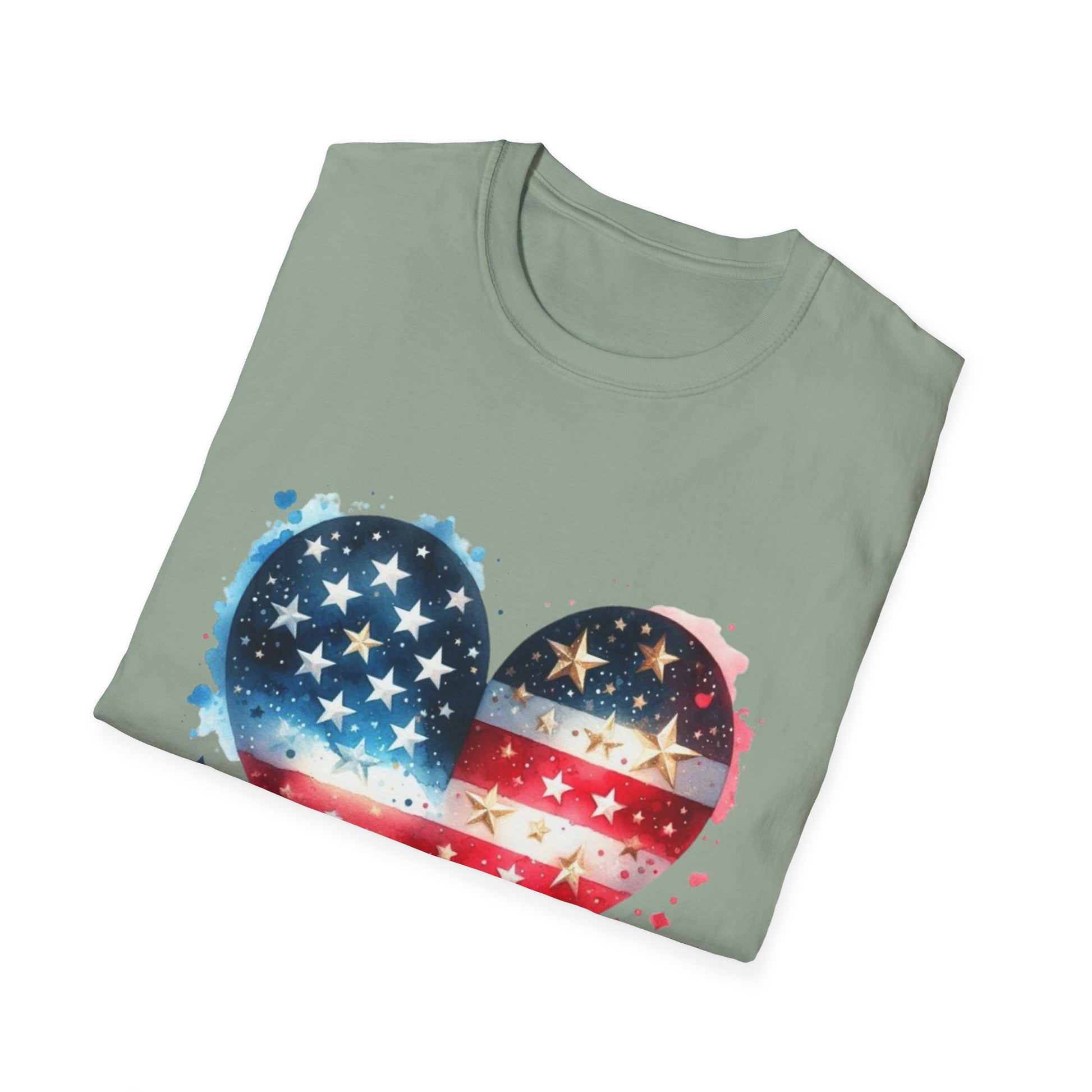 Patriotic Heart Graphic T-Shirt | Unisex Love Tee, 4th of July Shirt, Independence Day Outfit, USA Pride Apparel, Gift for Her & Him