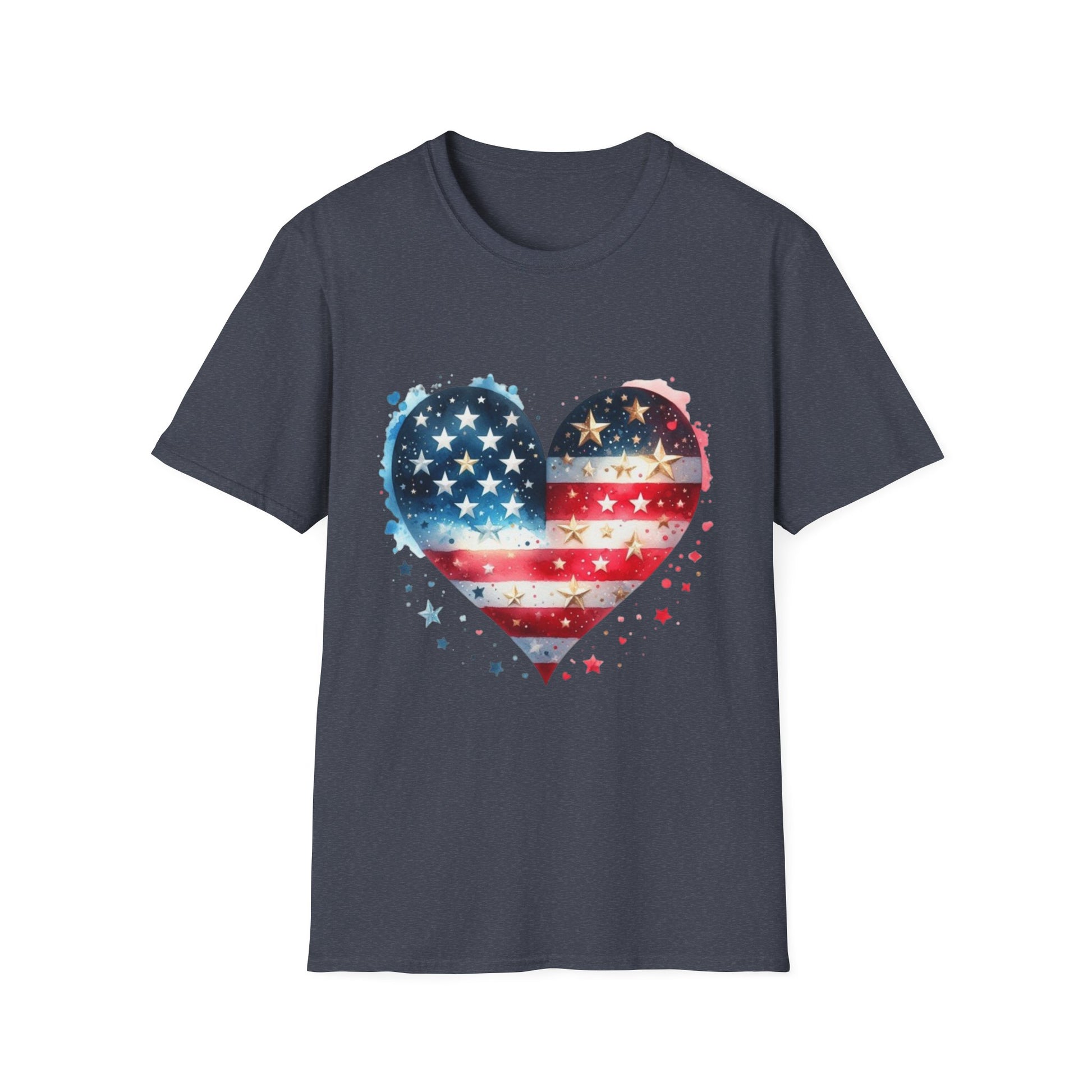 Patriotic Heart Graphic T-Shirt | Unisex Love Tee, 4th of July Shirt, Independence Day Outfit, USA Pride Apparel, Gift for Her & Him