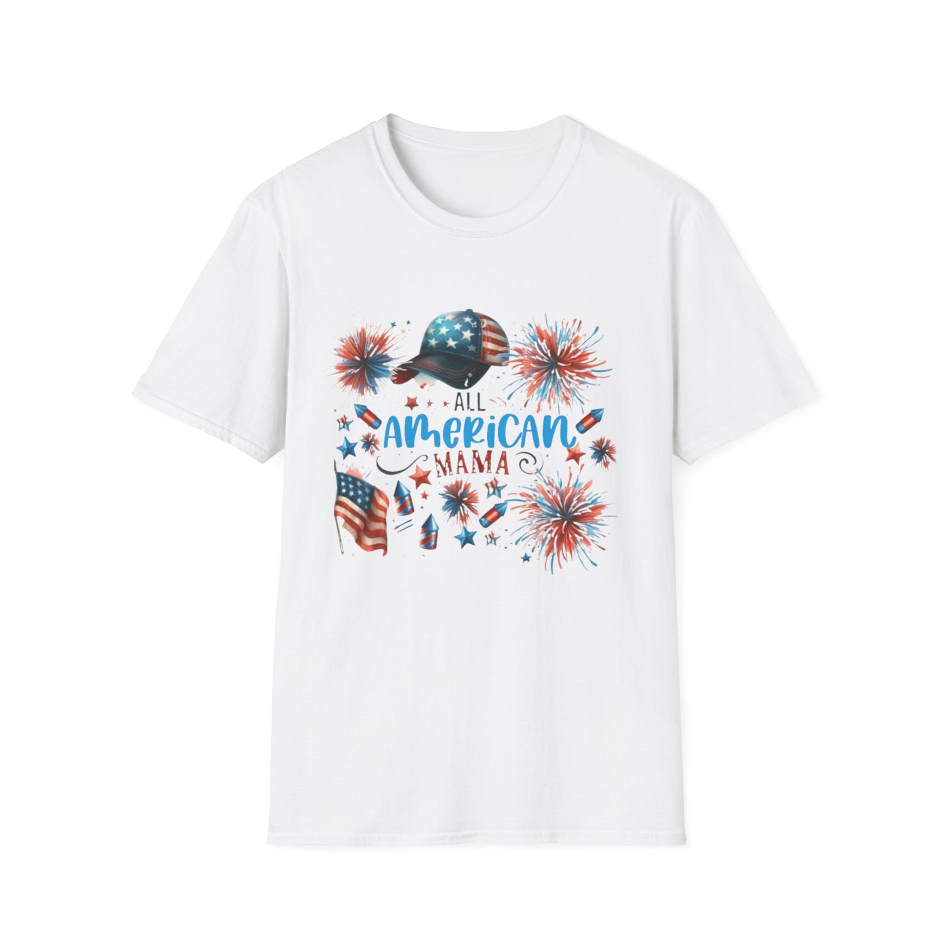 Patriotic T-Shirt for All American Mamas - Ideal for July 4th Celebrations, Family Gatherings, Summer Outings, and Gifts