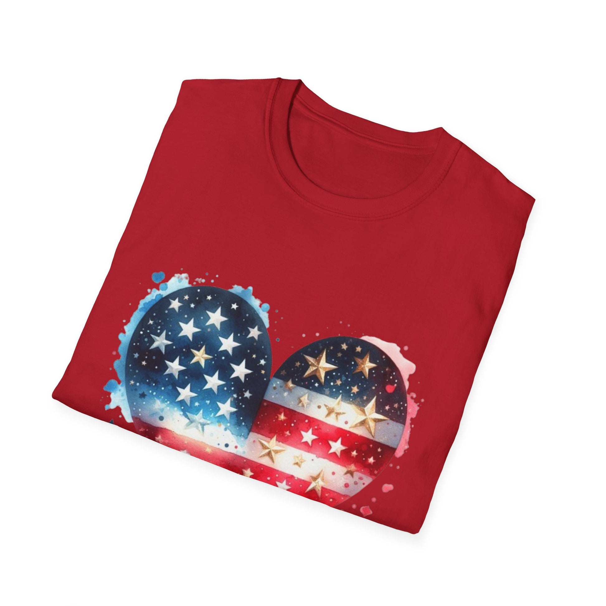 Patriotic Heart Graphic T-Shirt | Unisex Love Tee, 4th of July Shirt, Independence Day Outfit, USA Pride Apparel, Gift for Her & Him