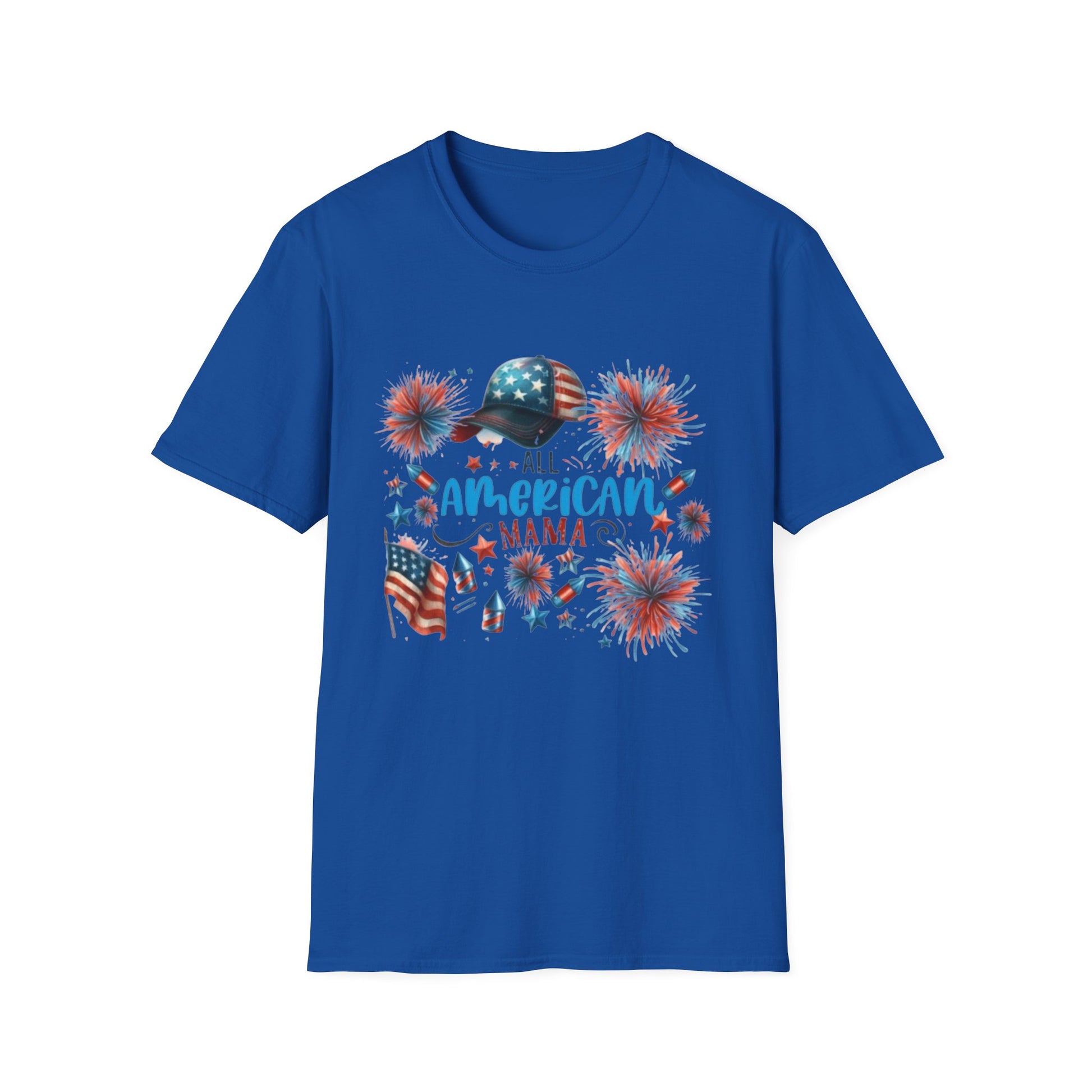 Patriotic T-Shirt for All American Mamas - Ideal for July 4th Celebrations, Family Gatherings, Summer Outings, and Gifts