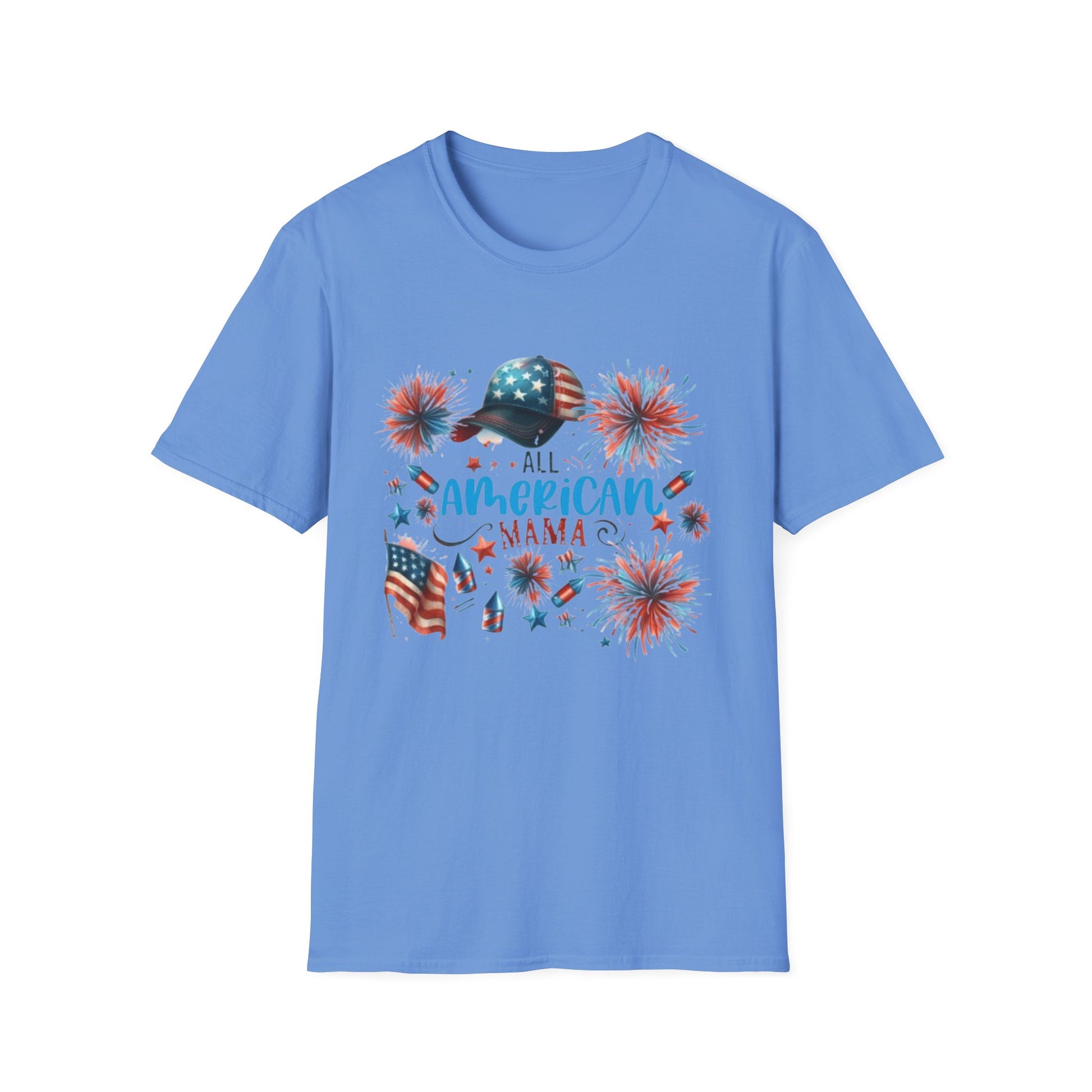 Patriotic T-Shirt for All American Mamas - Ideal for July 4th Celebrations, Family Gatherings, Summer Outings, and Gifts
