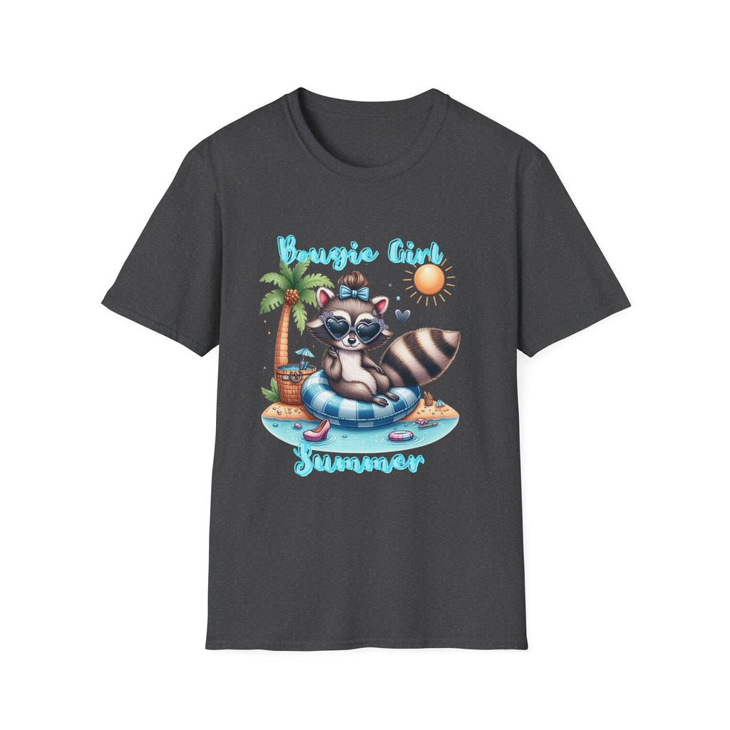 T-Shirt with Fun Raccoon Design - Perfect for Summer Celebrations, Beach Days, Pool Parties, Casual Wear, Unisex Gift Idea, Bougie Summer, Bougie summer raccoon, Cute summer bougie raccon shirt
