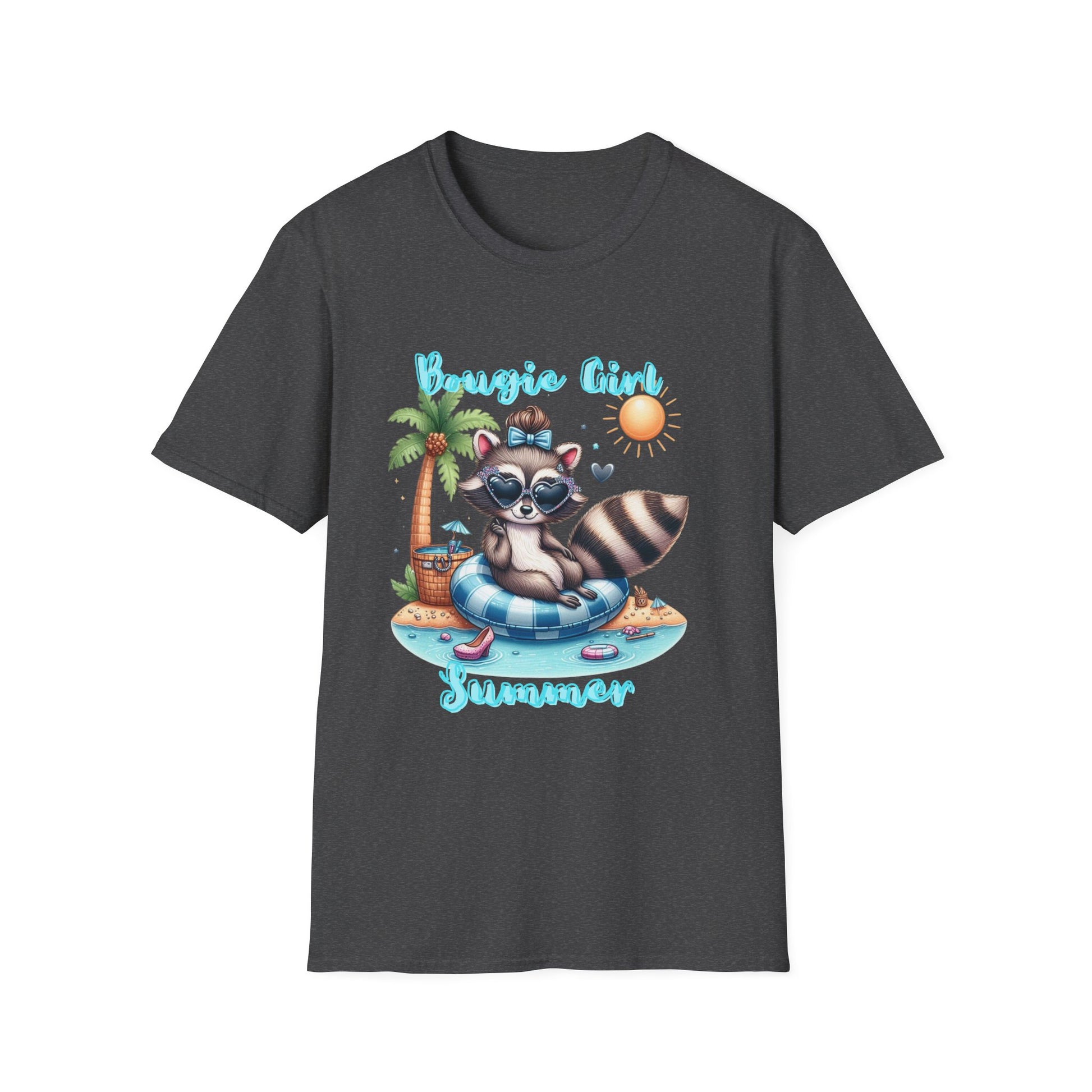 T-Shirt with Fun Raccoon Design - Perfect for Summer Celebrations, Beach Days, Pool Parties, Casual Wear, Unisex Gift Idea, Bougie Summer, Bougie summer raccoon, Cute summer bougie raccon shirt