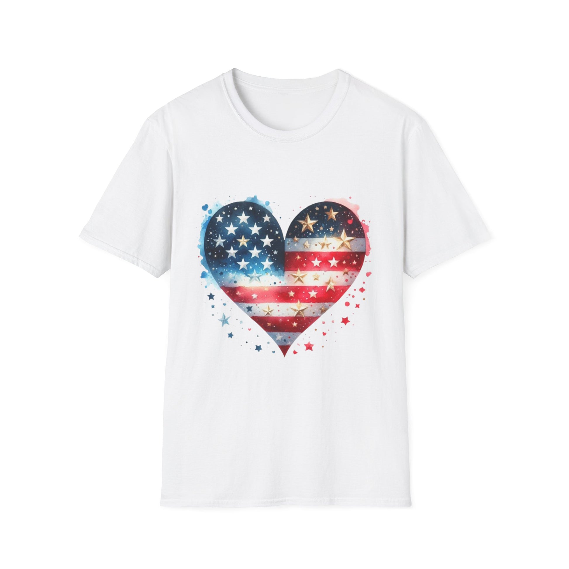 Patriotic Heart Graphic T-Shirt | Unisex Love Tee, 4th of July Shirt, Independence Day Outfit, USA Pride Apparel, Gift for Her & Him