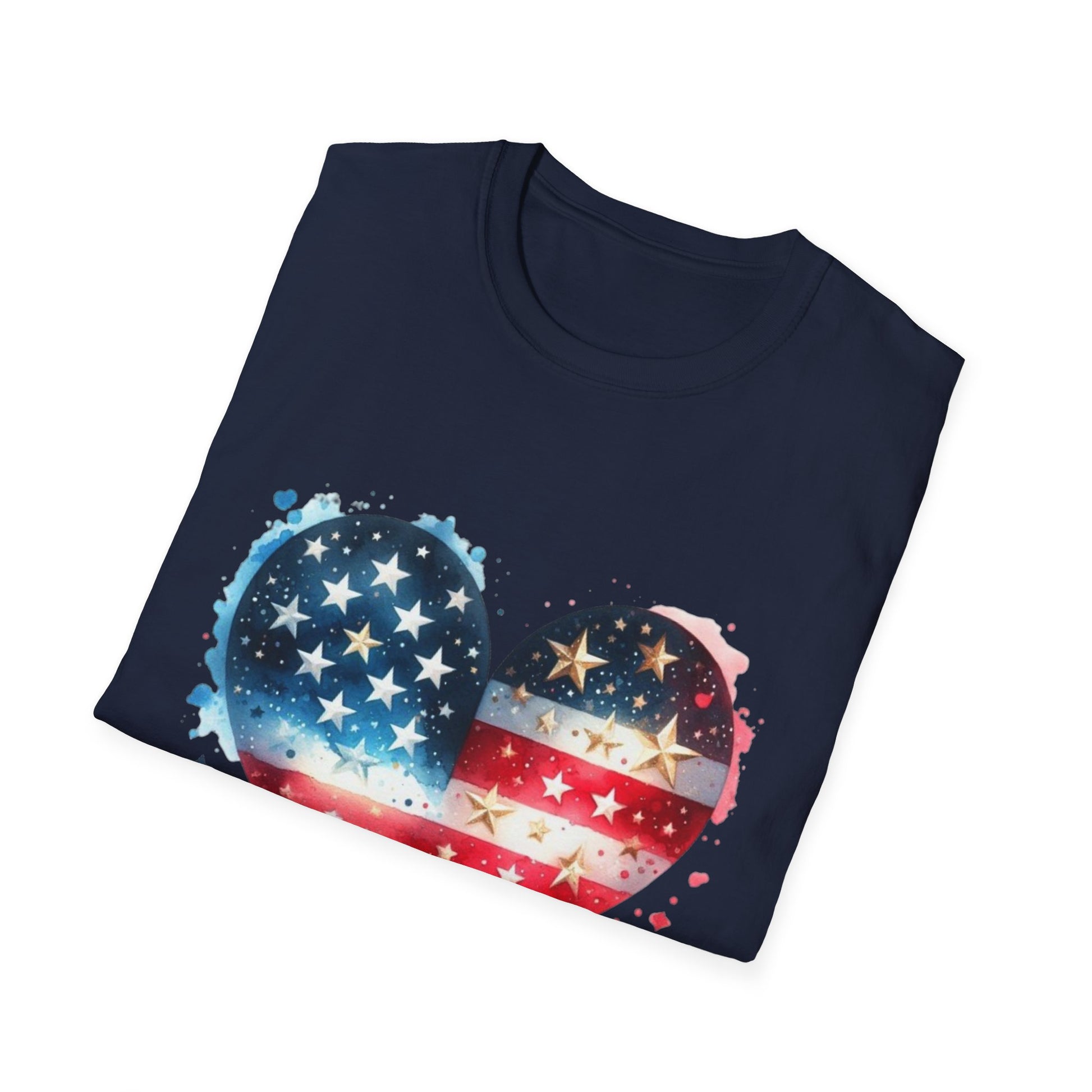 Patriotic Heart Graphic T-Shirt | Unisex Love Tee, 4th of July Shirt, Independence Day Outfit, USA Pride Apparel, Gift for Her & Him