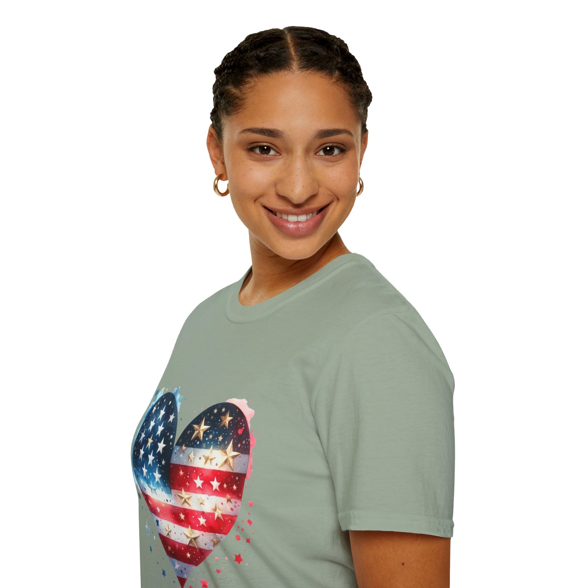 Patriotic Heart Graphic T-Shirt | Unisex Love Tee, 4th of July Shirt, Independence Day Outfit, USA Pride Apparel, Gift for Her & Him
