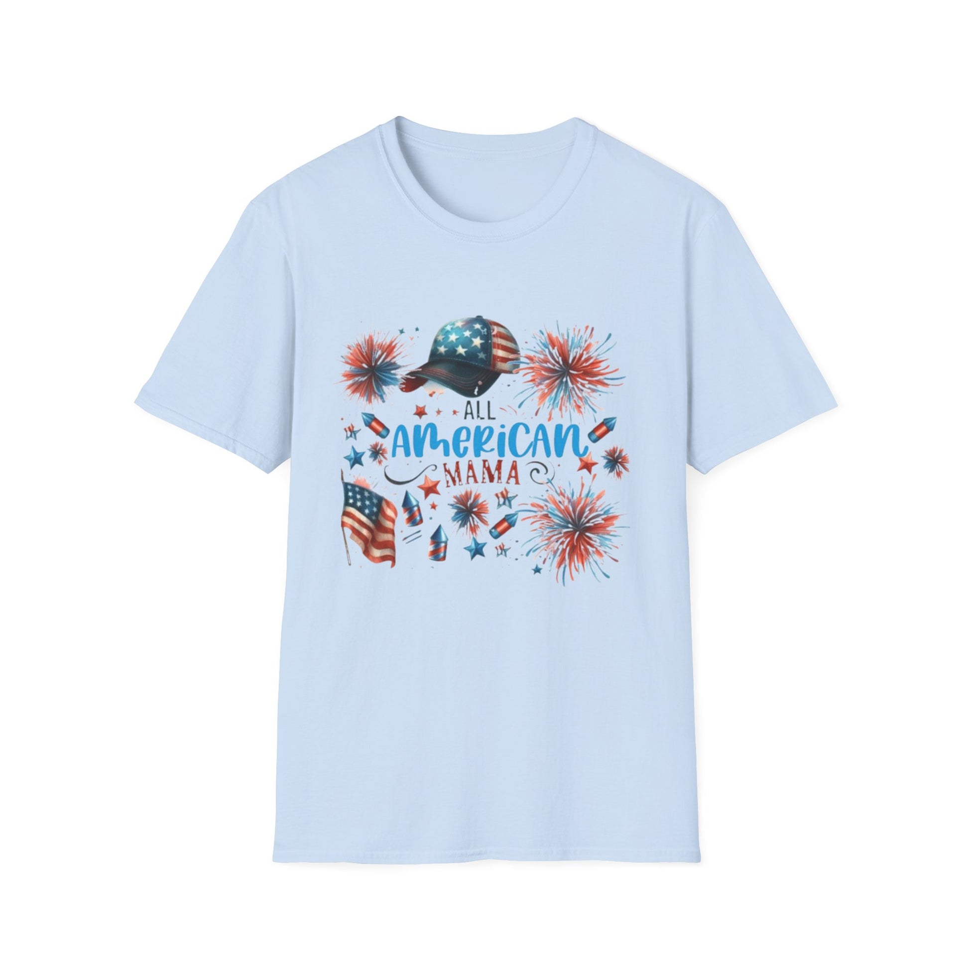 Patriotic T-Shirt for All American Mamas - Ideal for July 4th Celebrations, Family Gatherings, Summer Outings, and Gifts