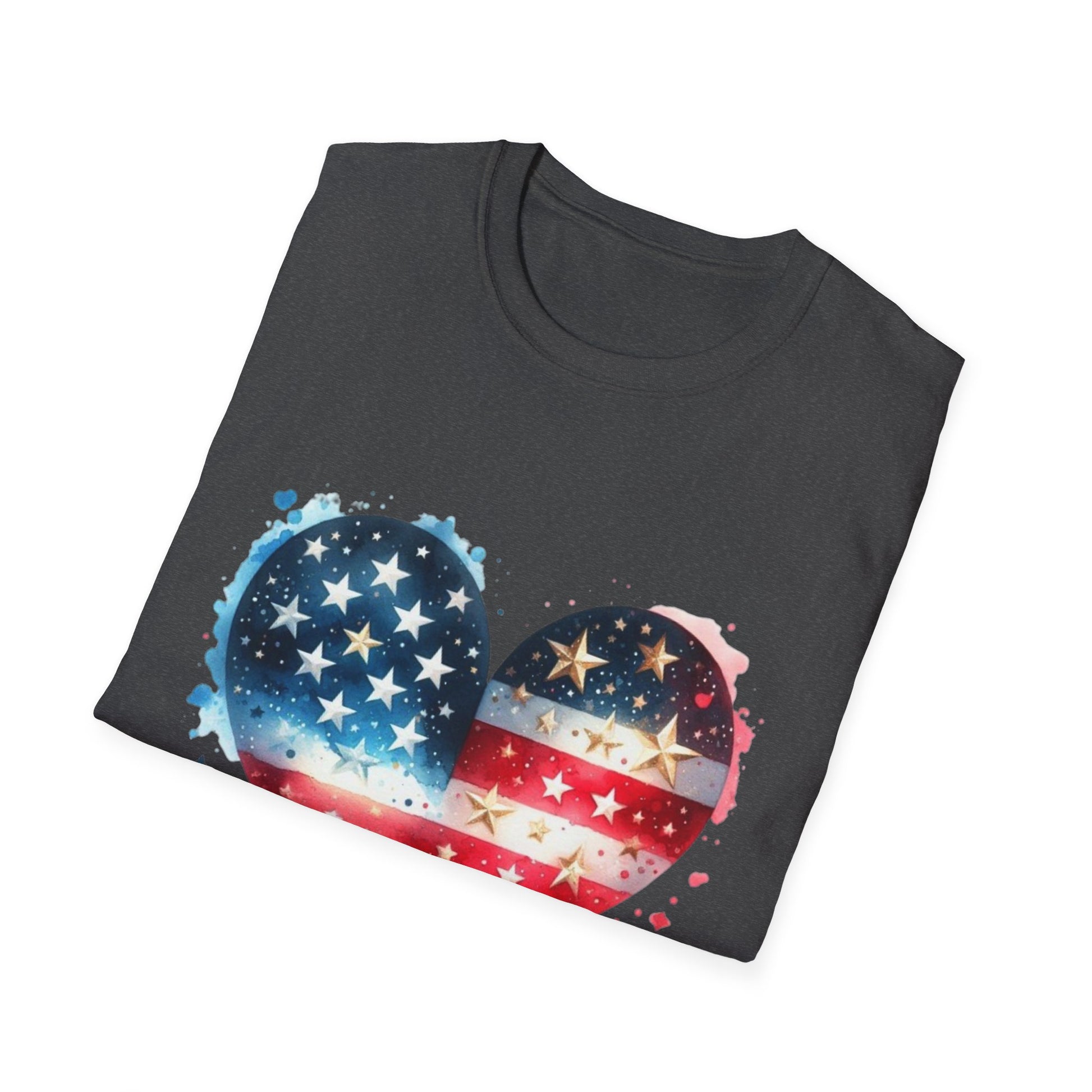 Patriotic Heart Graphic T-Shirt | Unisex Love Tee, 4th of July Shirt, Independence Day Outfit, USA Pride Apparel, Gift for Her & Him