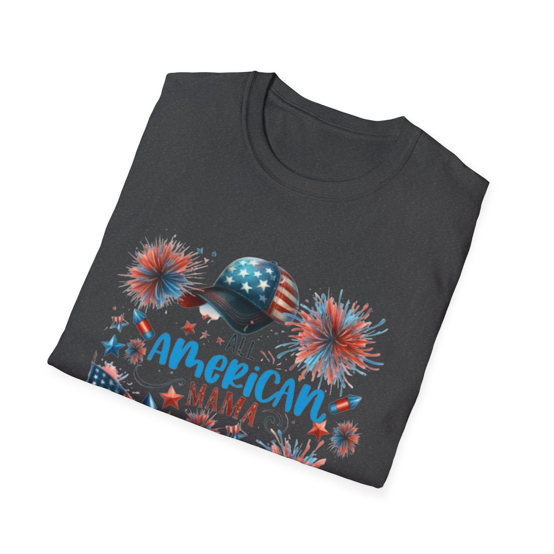 Patriotic T-Shirt for All American Mamas - Ideal for July 4th Celebrations, Family Gatherings, Summer Outings, and Gifts