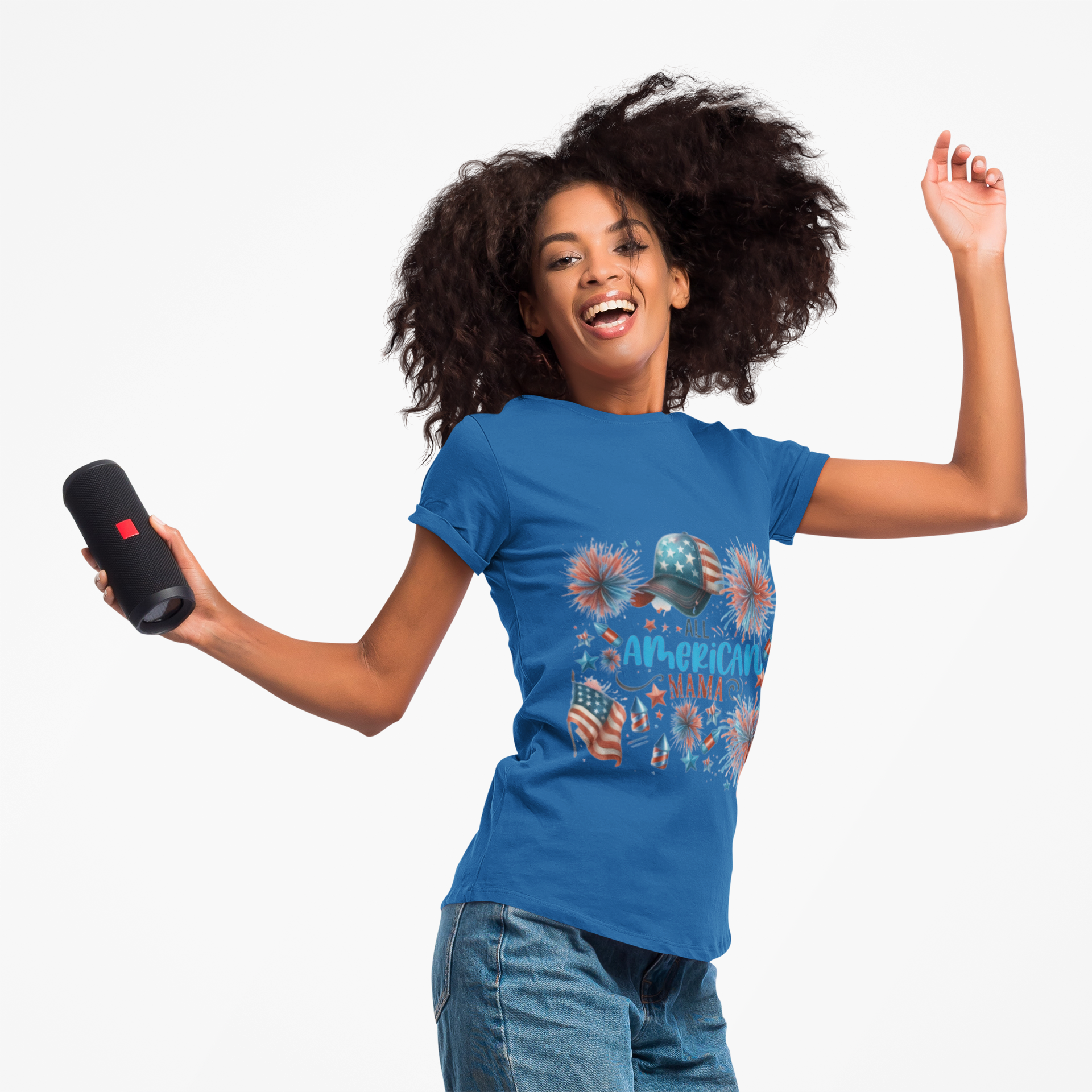 Patriotic T-Shirt for All American Mamas - Ideal for July 4th Celebrations, Family Gatherings, Summer Outings, and Gifts