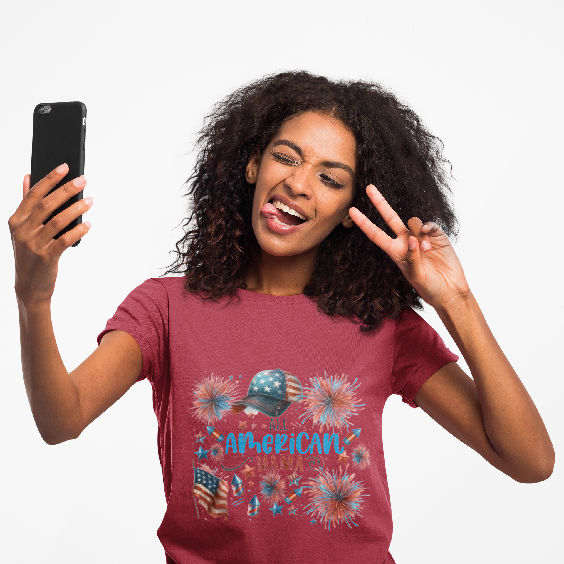 Patriotic T-Shirt for All American Mamas - Ideal for July 4th Celebrations, Family Gatherings, Summer Outings, and Gifts