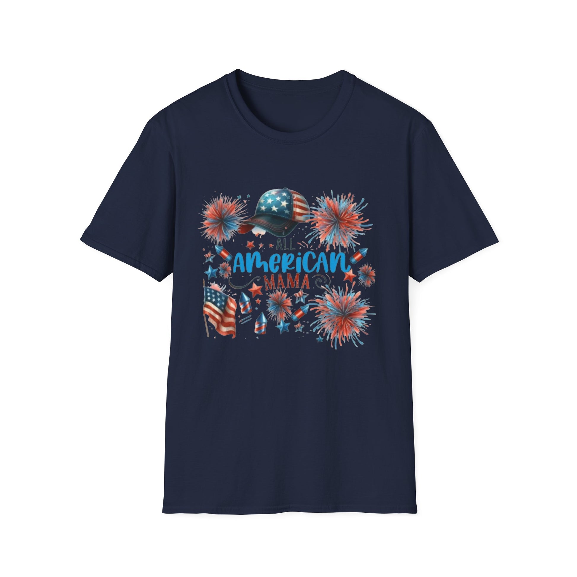 Patriotic T-Shirt for All American Mamas - Ideal for July 4th Celebrations, Family Gatherings, Summer Outings, and Gifts