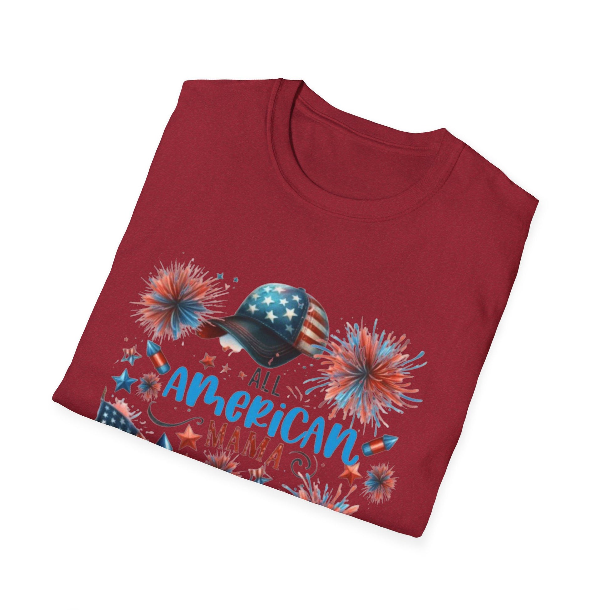 Patriotic T-Shirt for All American Mamas - Ideal for July 4th Celebrations, Family Gatherings, Summer Outings, and Gifts