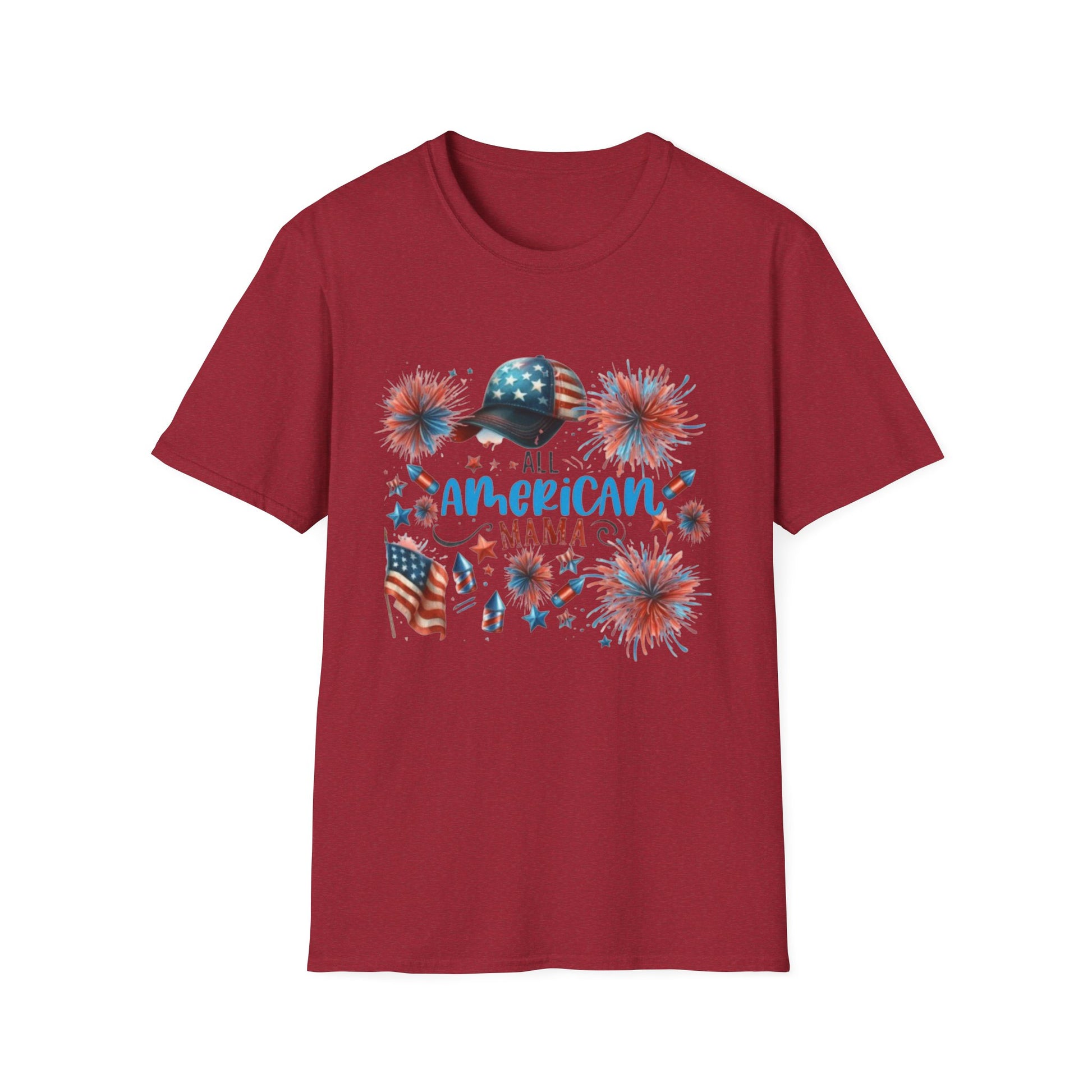 Patriotic T-Shirt for All American Mamas - Ideal for July 4th Celebrations, Family Gatherings, Summer Outings, and Gifts