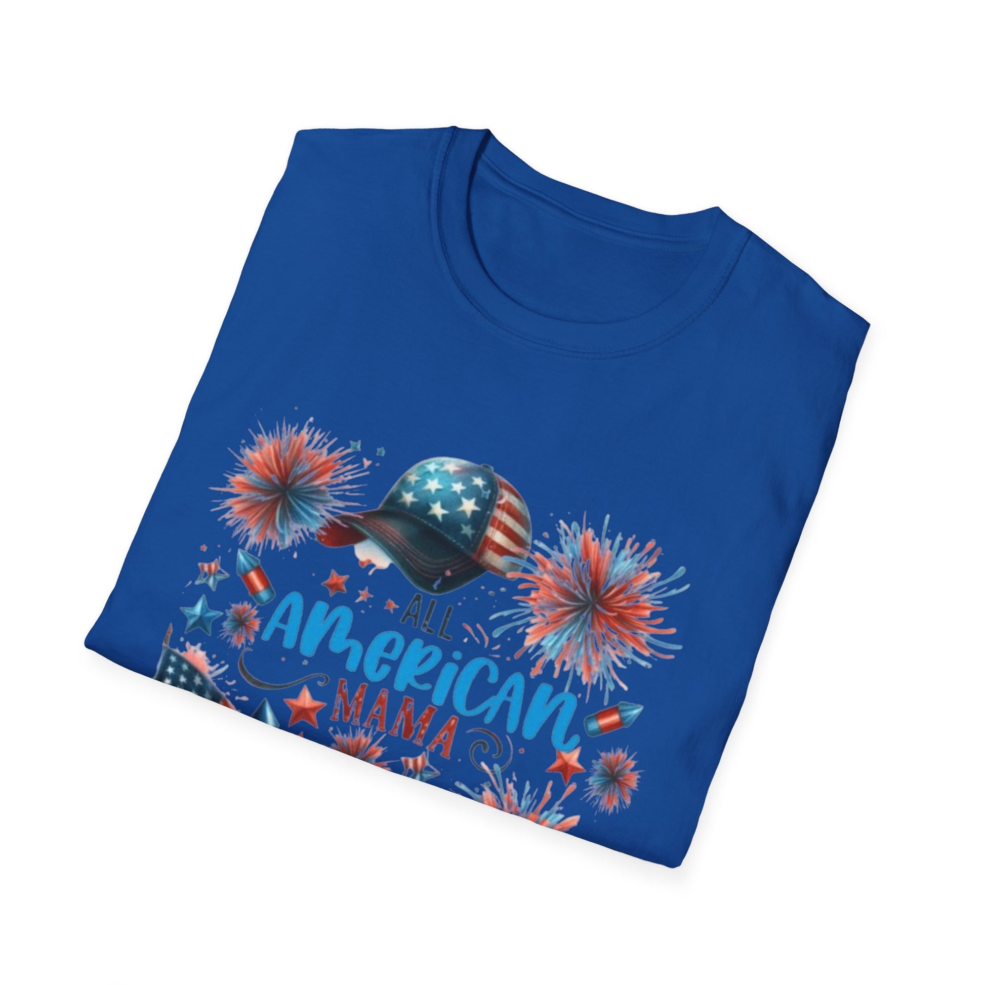 Patriotic T-Shirt for All American Mamas - Ideal for July 4th Celebrations, Family Gatherings, Summer Outings, and Gifts