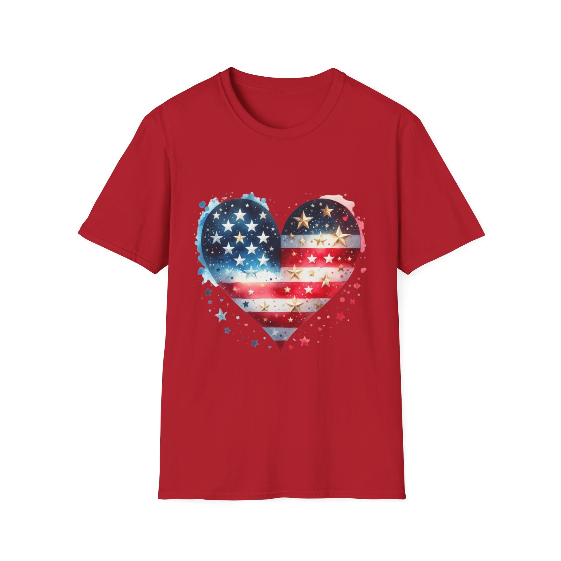 Patriotic Heart Graphic T-Shirt | Unisex Love Tee, 4th of July Shirt, Independence Day Outfit, USA Pride Apparel, Gift for Her & Him