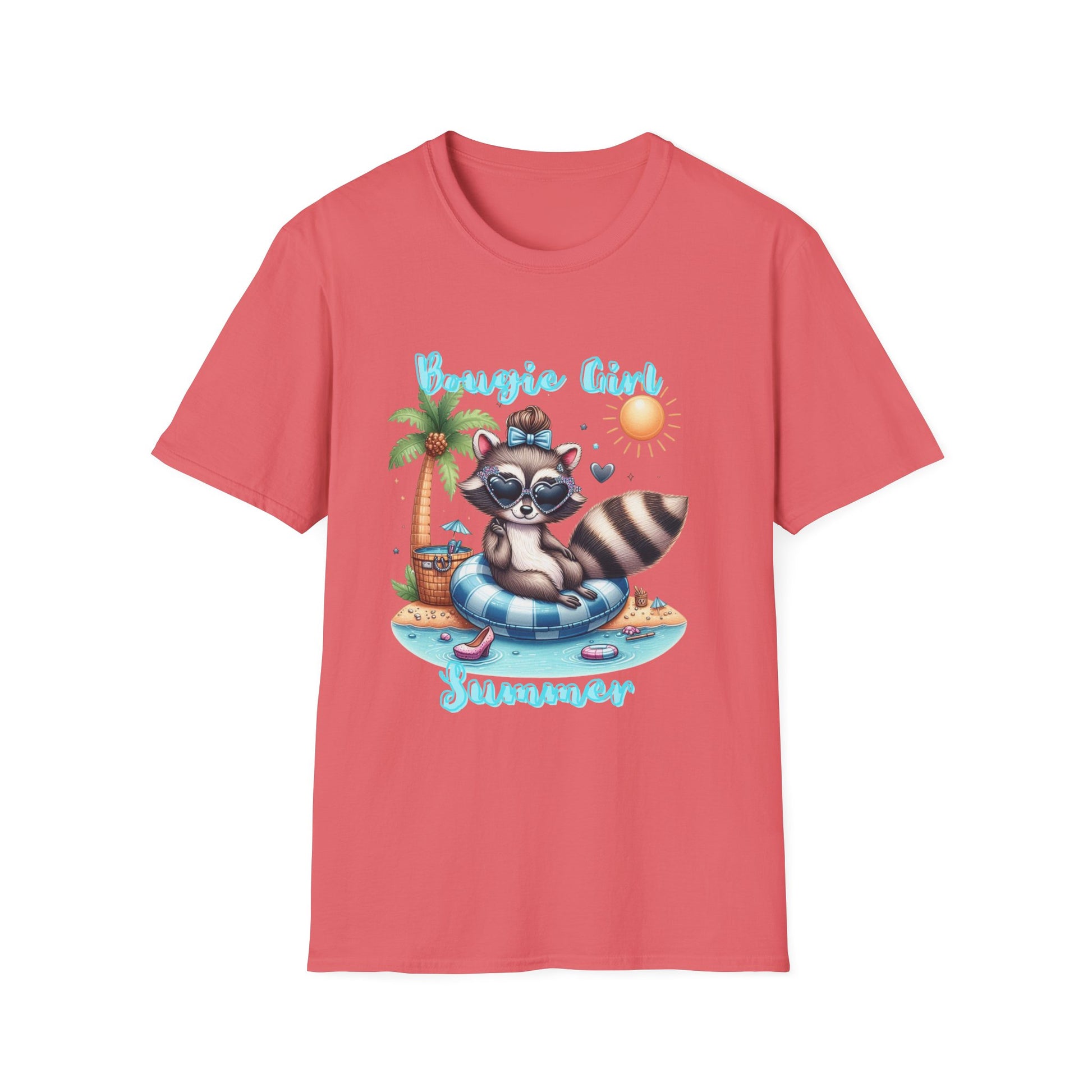T-Shirt with Fun Raccoon Design - Perfect for Summer Celebrations, Beach Days, Pool Parties, Casual Wear, Unisex Gift Idea, Bougie Summer, Bougie summer raccoon, Cute summer bougie raccon shirt