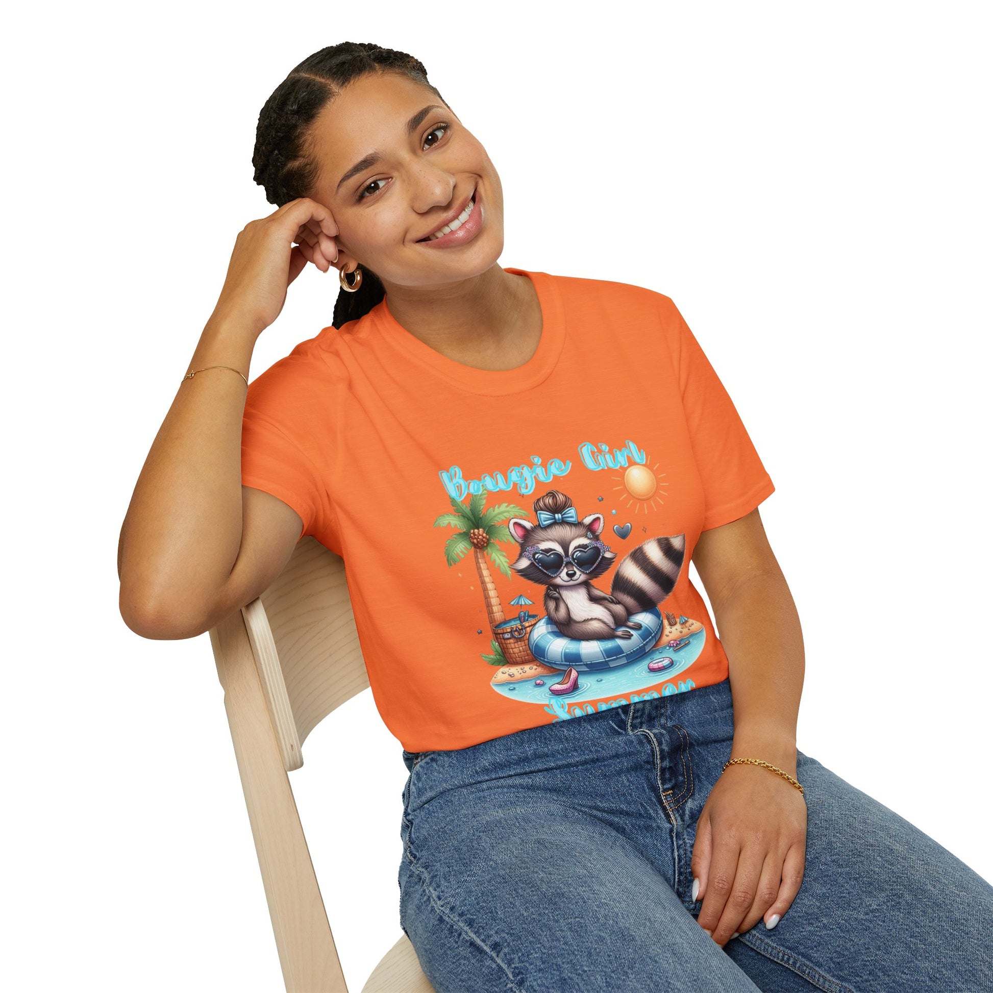 T-Shirt with Fun Raccoon Design - Perfect for Summer Celebrations, Beach Days, Pool Parties, Casual Wear, Unisex Gift Idea, Bougie Summer, Bougie summer raccoon, Cute summer bougie raccon shirt