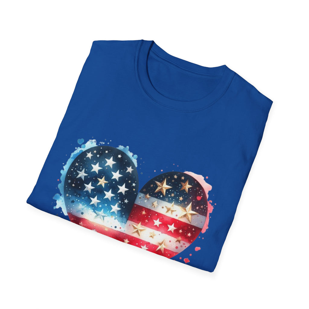 Patriotic Heart Graphic T-Shirt | Unisex Love Tee, 4th of July Shirt, Independence Day Outfit, USA Pride Apparel, Gift for Her & Him