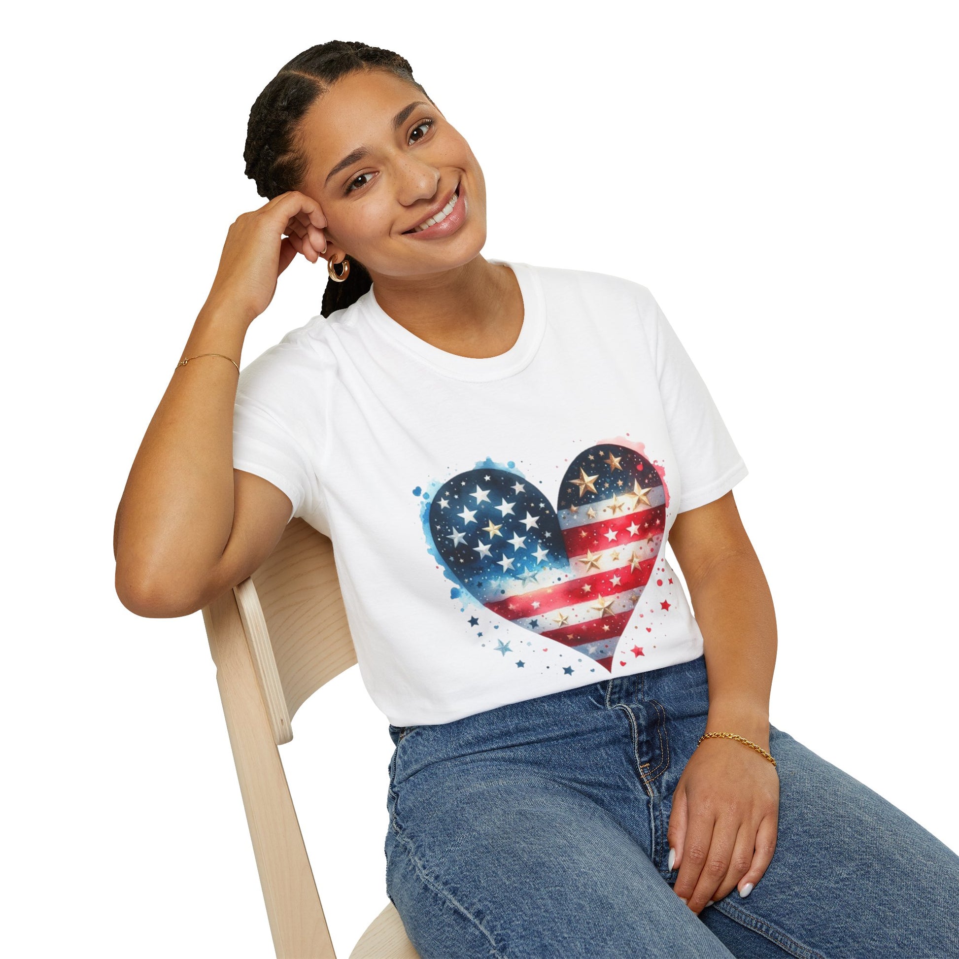 Patriotic Heart Graphic T-Shirt | Unisex Love Tee, 4th of July Shirt, Independence Day Outfit, USA Pride Apparel, Gift for Her & Him