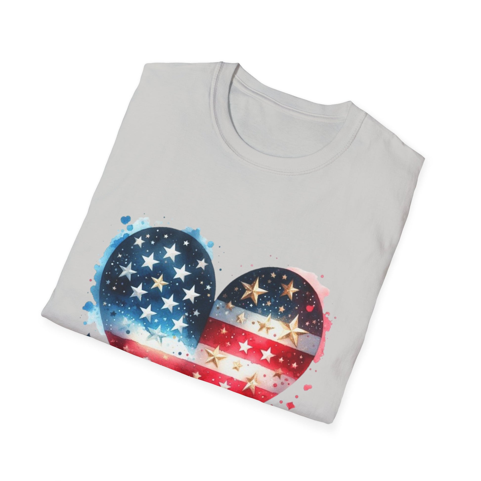 Patriotic Heart Graphic T-Shirt | Unisex Love Tee, 4th of July Shirt, Independence Day Outfit, USA Pride Apparel, Gift for Her & Him