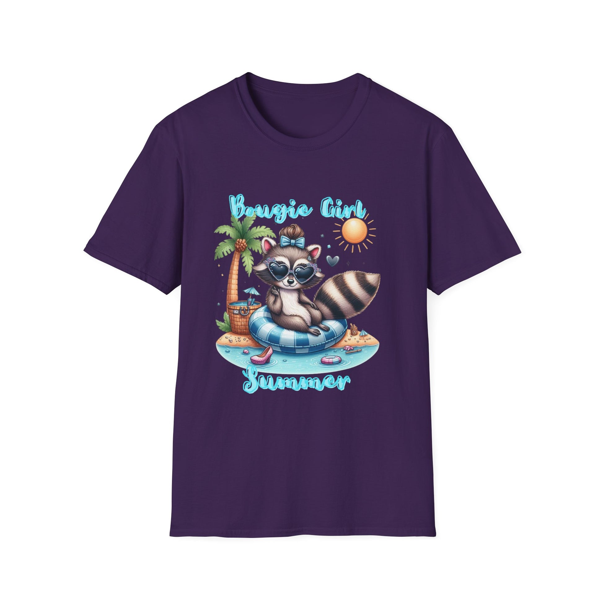 T-Shirt with Fun Raccoon Design - Perfect for Summer Celebrations, Beach Days, Pool Parties, Casual Wear, Unisex Gift Idea, Bougie Summer, Bougie summer raccoon, Cute summer bougie raccon shirt