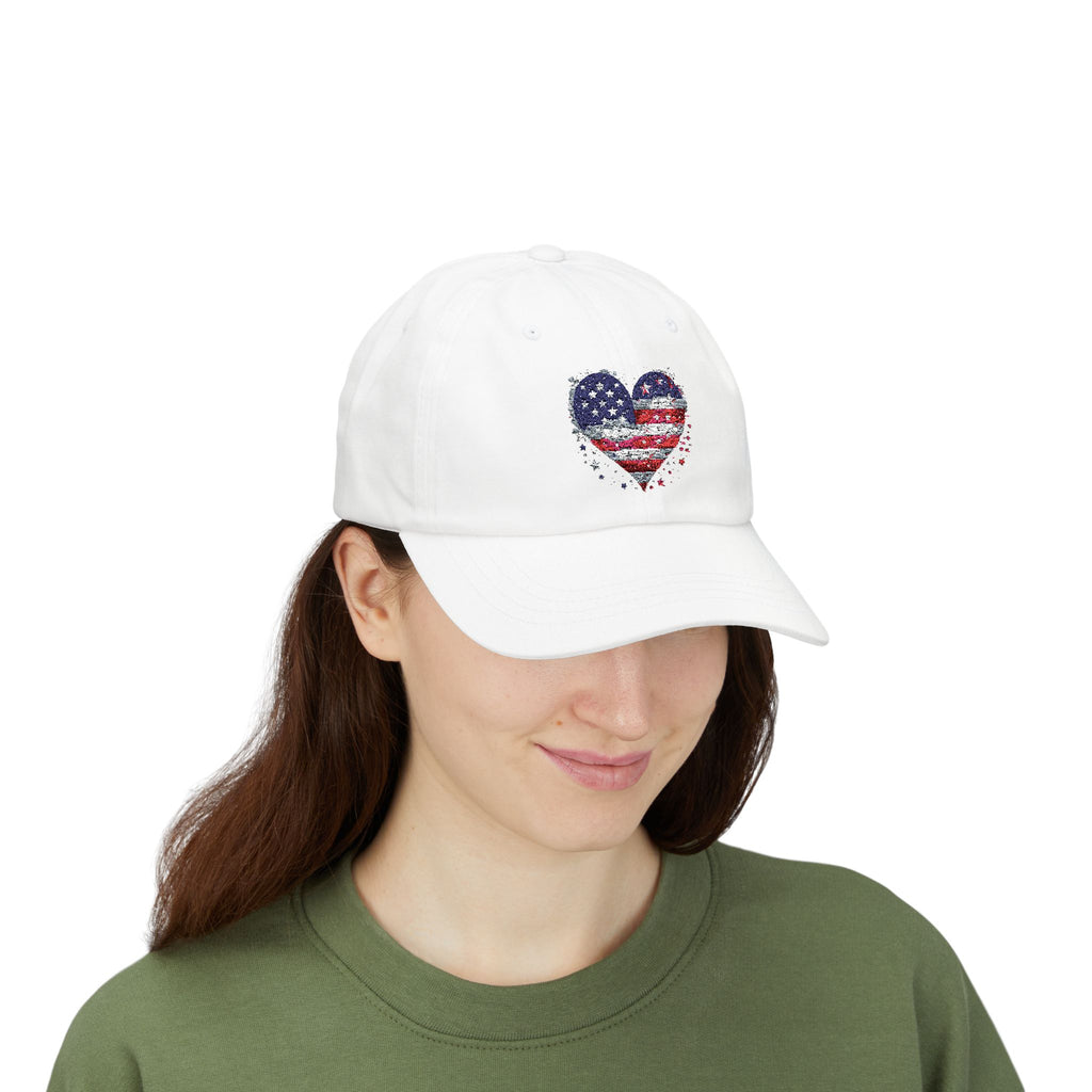 Patriotic  Cap with Heart Design,  Independence Day, BBQs, Casual Wear, Hat for mom, Red-white-and blue heart cap