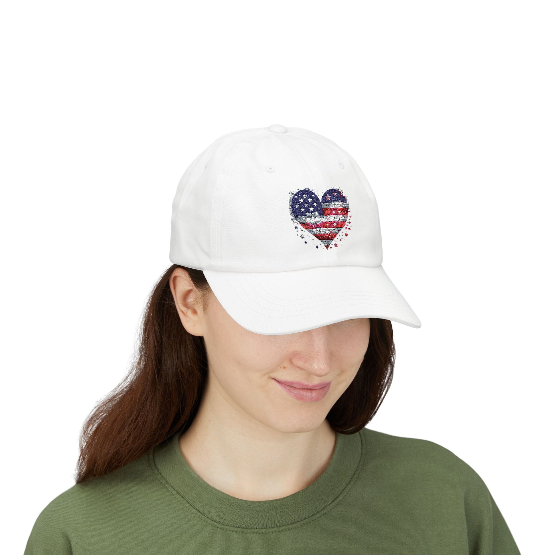 Patriotic  Cap with Heart Design,  Independence Day, BBQs, Casual Wear, Hat for mom, Red-white-and blue heart cap