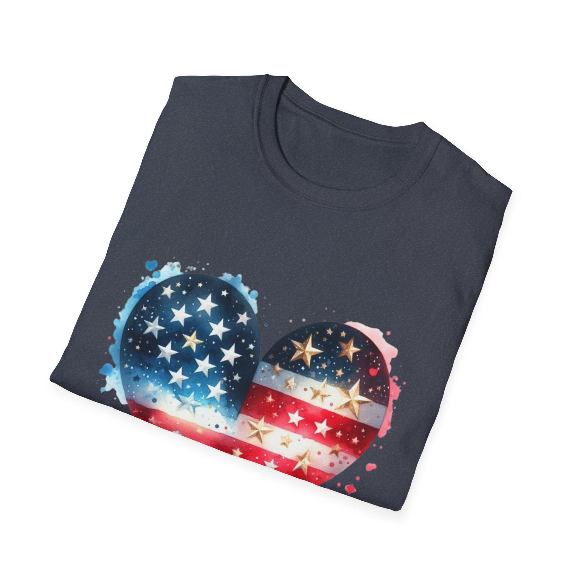 Patriotic Heart Graphic T-Shirt | Unisex Love Tee, 4th of July Shirt, Independence Day Outfit, USA Pride Apparel, Gift for Her & Him