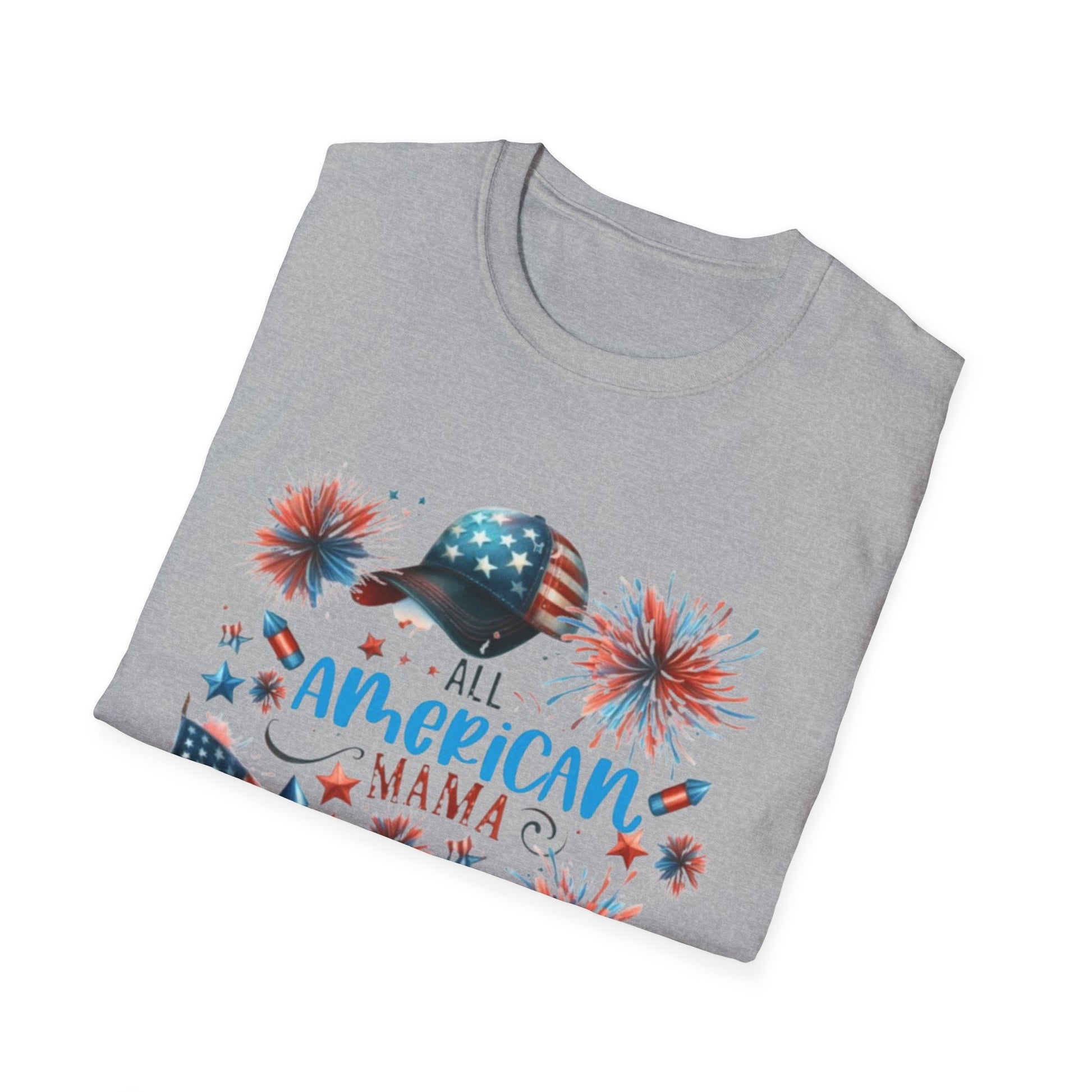 Patriotic T-Shirt for All American Mamas - Ideal for July 4th Celebrations, Family Gatherings, Summer Outings, and Gifts