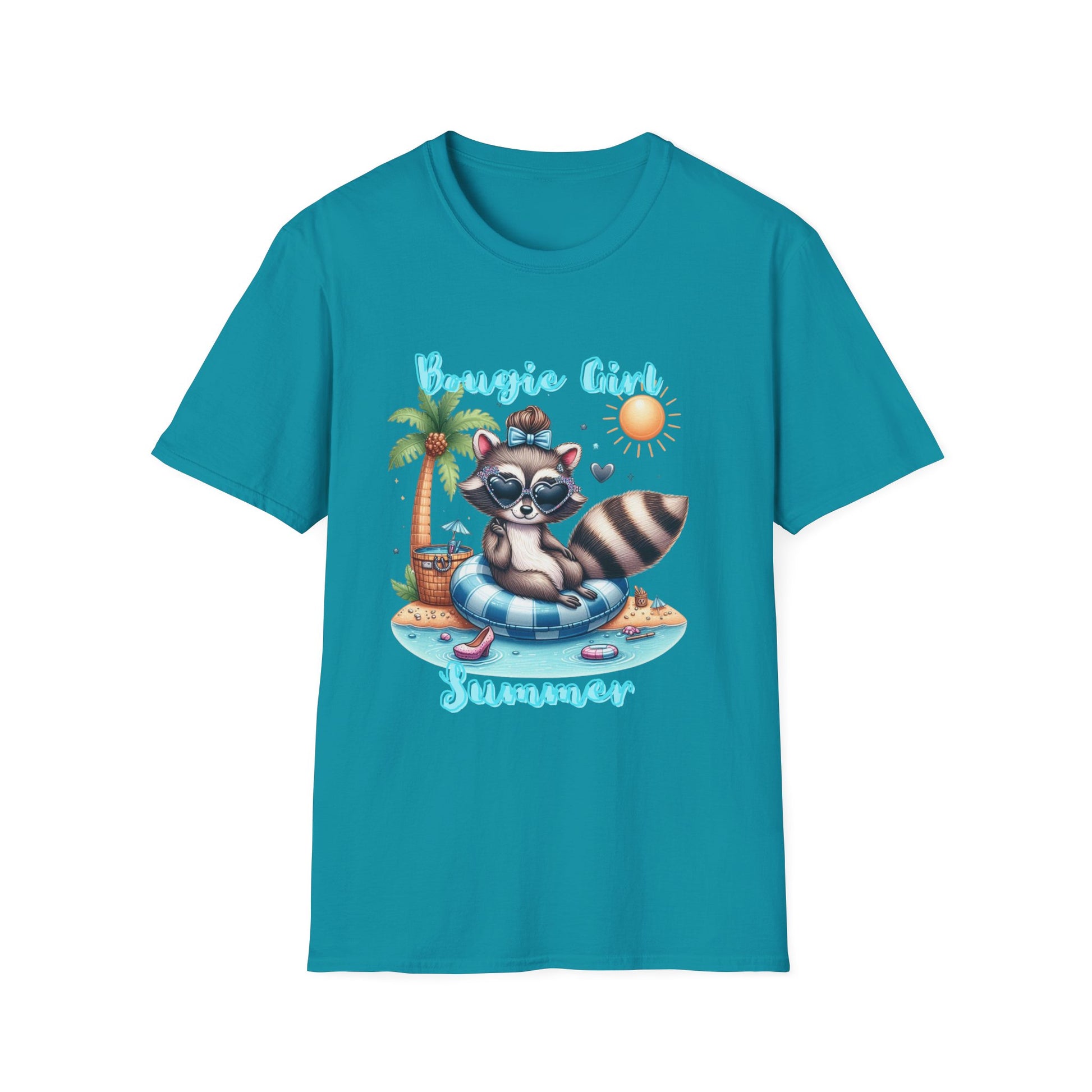 T-Shirt with Fun Raccoon Design - Perfect for Summer Celebrations, Beach Days, Pool Parties, Casual Wear, Unisex Gift Idea, Bougie Summer, Bougie summer raccoon, Cute summer bougie raccon shirt