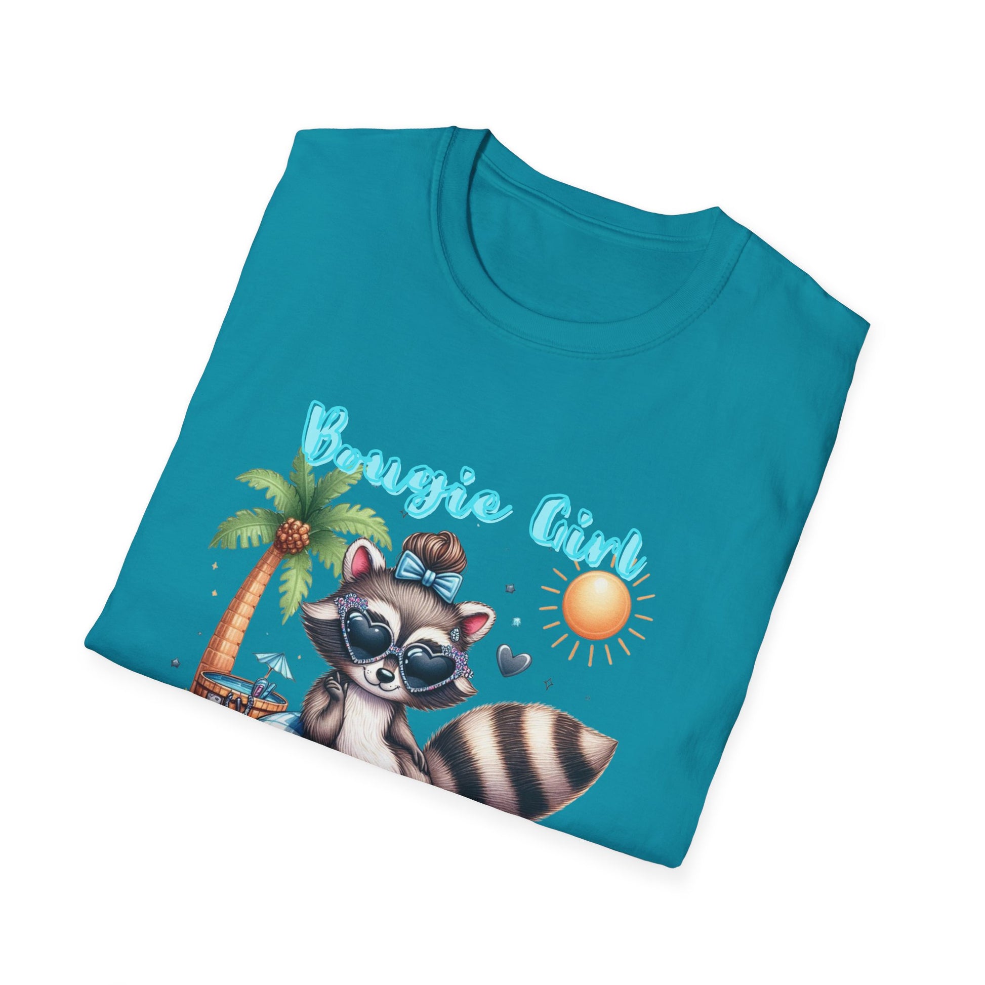 T-Shirt with Fun Raccoon Design - Perfect for Summer Celebrations, Beach Days, Pool Parties, Casual Wear, Unisex Gift Idea, Bougie Summer, Bougie summer raccoon, Cute summer bougie raccon shirt