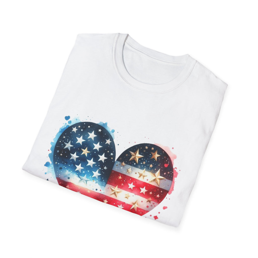 Patriotic Heart Graphic T-Shirt | Unisex Love Tee, 4th of July Shirt, Independence Day Outfit, USA Pride Apparel, Gift for Her & Him