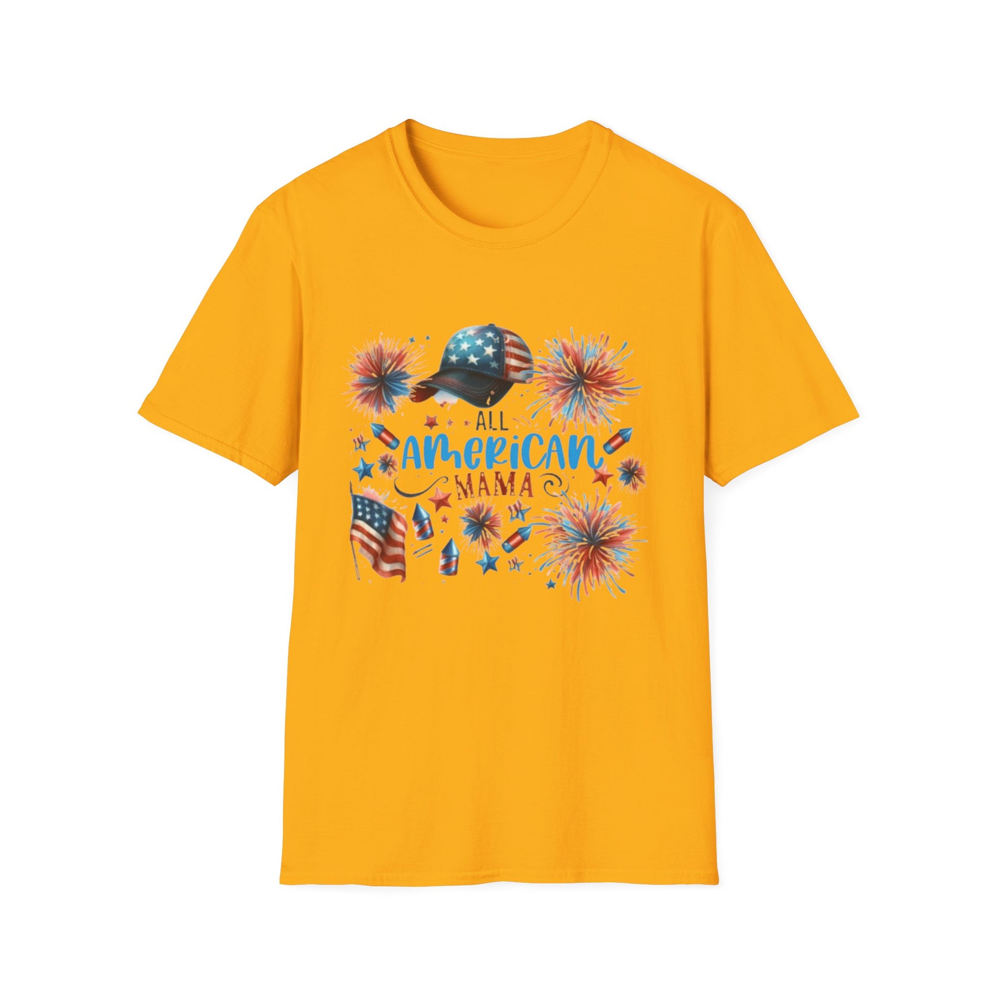 Patriotic T-Shirt for All American Mamas - Ideal for July 4th Celebrations, Family Gatherings, Summer Outings, and Gifts